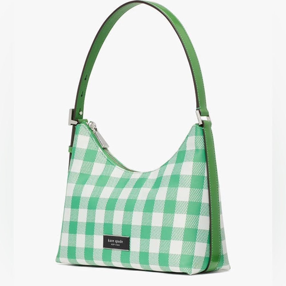 Kate Spade Sam Icon Gingham Printed Fabric Small Shoulder Bag NWT - Picture 3 of 14